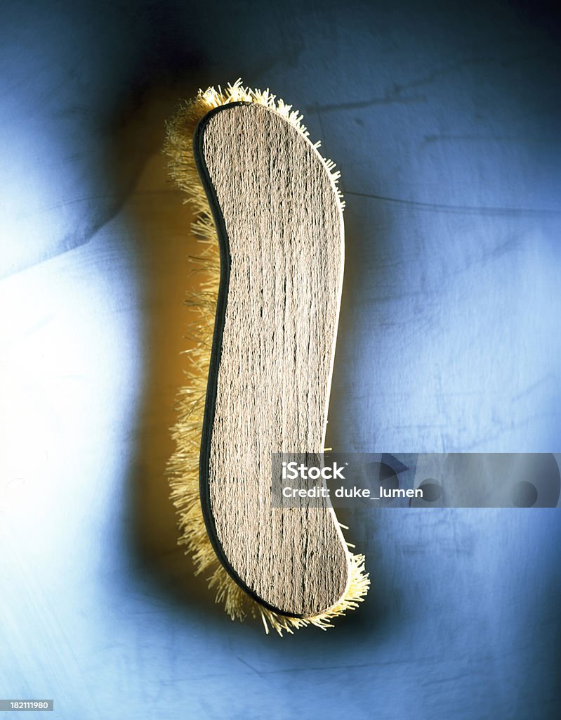 Waschbürste Washing brush on steel plate - photographed with a masking technique Animal Brush Stock Photo