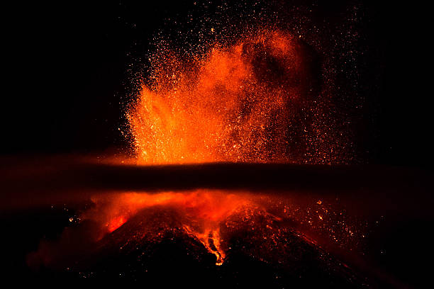 eruption etna stock photo