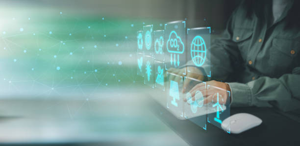 istock Reduce CO2 emission concept. Technology Net zero and Carbon neutrality. Businessman use laptop computer with environment icon. green business and development based on renewable energy virtual screen. 1821243479