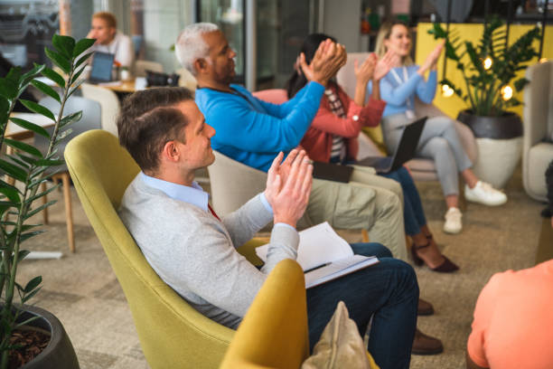 istock Diverse People At Business Meeting Clapping 1821275144