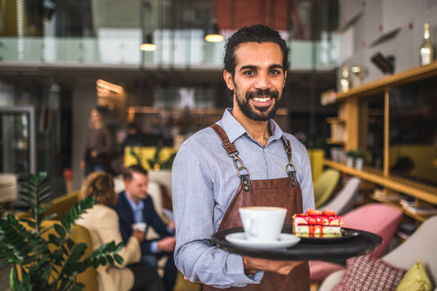istock Middle Easter Waiter Holding A Serving Tray In A Cafe 1821276226