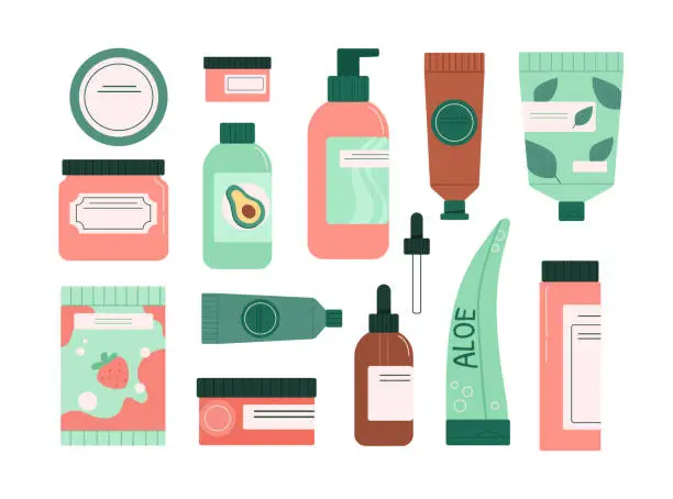 Vector illustration of Care cosmetics vector set