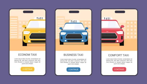 Vector illustration of Taxi posters vector set