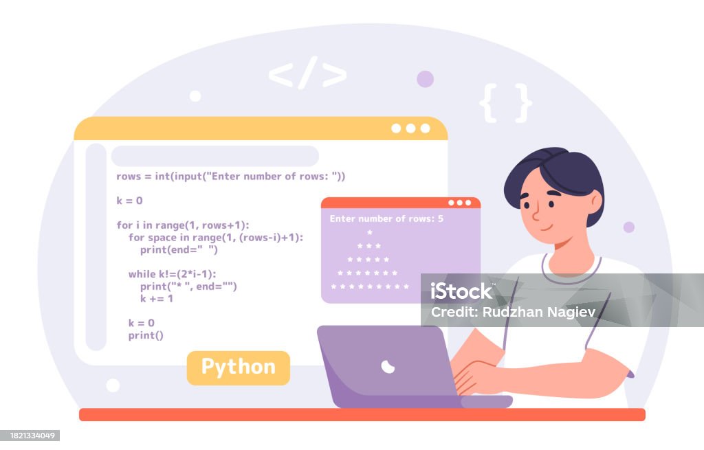 Man With Python Code Vector Concept Stock Illustration - Download Image ...