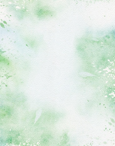 Green watercolor stains texture background, hand painted pastel watercolor background design for template banners prints invitation card