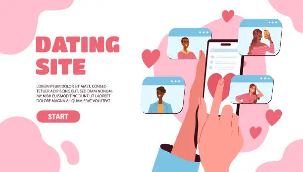 Vector illustration of Dating mobile application vector poster