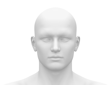 Blank White Male Head - Front view