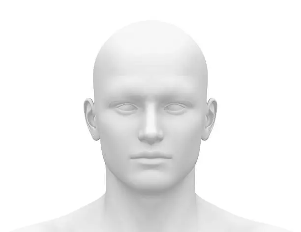 Blank White Male Head - Front view