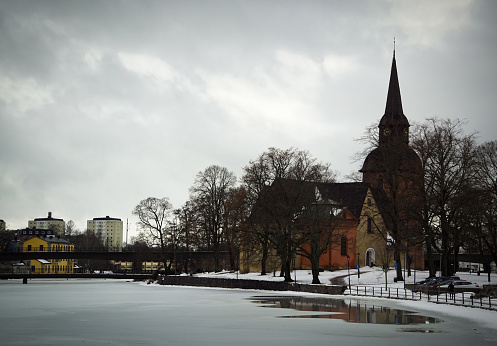 View of buildings in city during winter - Eskilstuna