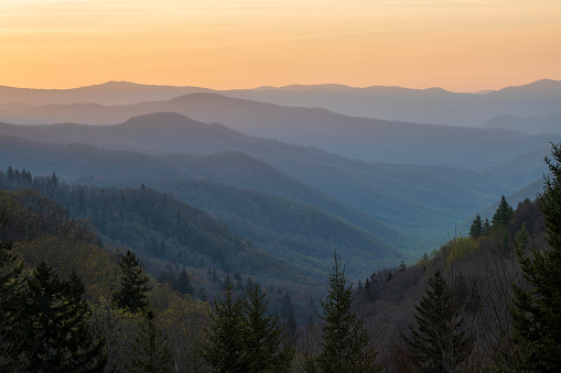 Oconaluftee Valley Overlook at dawn, Great Smoky Mountains National Park, USA