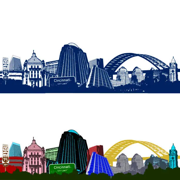 Vector illustration of Cincinnati Stylized Cityscape