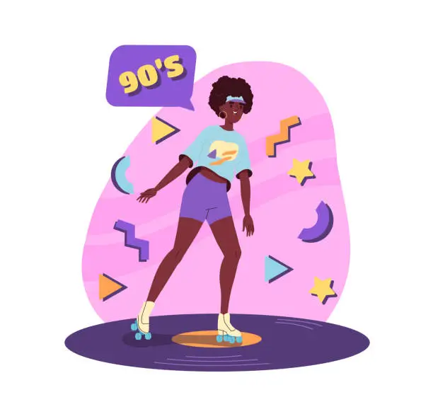 Vector illustration of 90s style woman vector concept