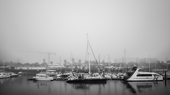 river fog boat, lisbon