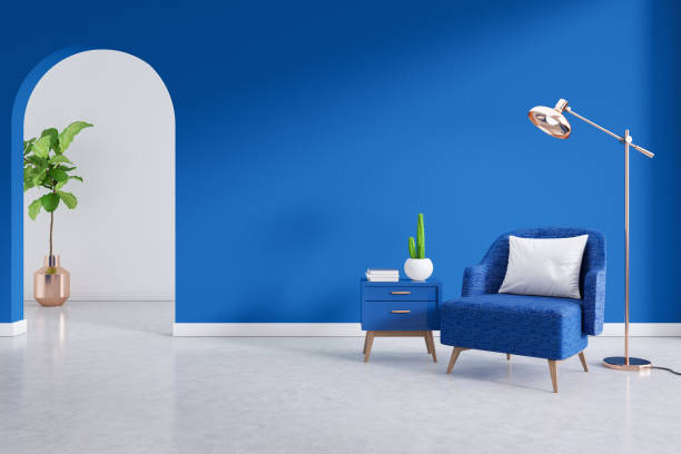 istock Modern  living room and decorating ideas ,classic blue room.3d render 1821431266