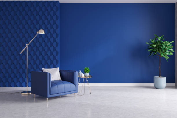 istock Modern  living room and decorating ideas ,classic blue room.3d render 1821431272