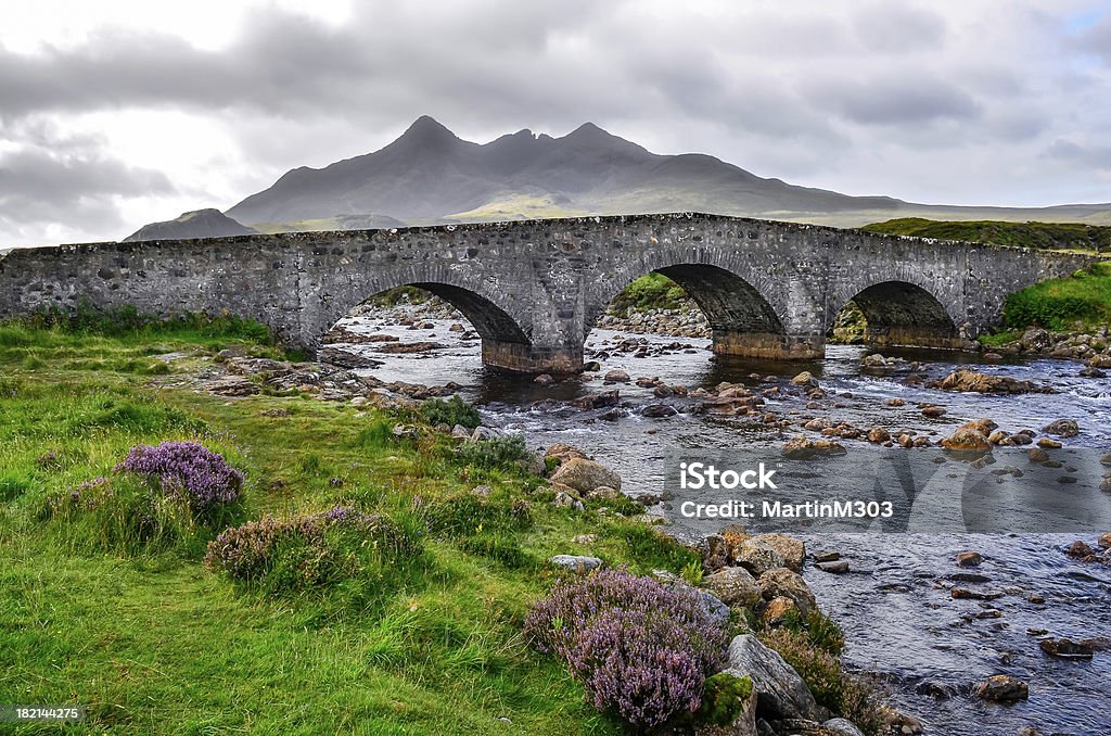 Bridge on Sligachan with Cuillins Hills in the background, Scotland Bridge on Sligachan with Cuillins Hills in the background, Scotland, United Kingdom Bridge - Built Structure Stock Photo