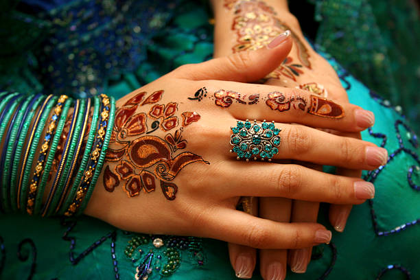 Henna Asian bridal henna. henna stock pictures, royalty-free photos & images