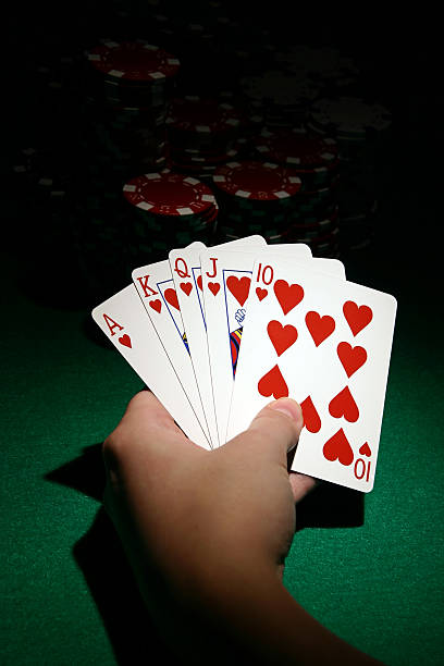 флеш-рояль - cards poker king card green стоковые фото и изображения