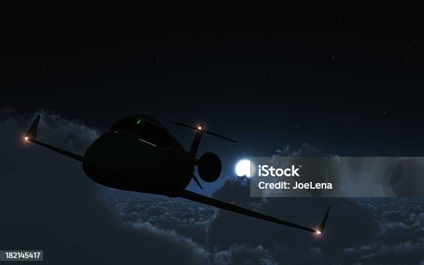 Night Flight Stock Photo - Download Image Now - Corporate Jet, Night, Commercial Airplane