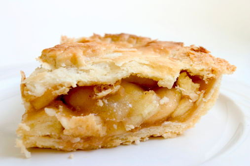 A nice slice of apple pie. Close up.