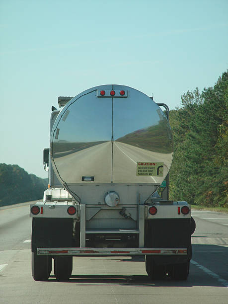 Tanker truck carrying fuel on the road