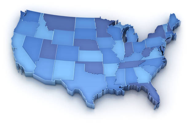 mappa di stati uniti d'america - extruded foto e immagini stock