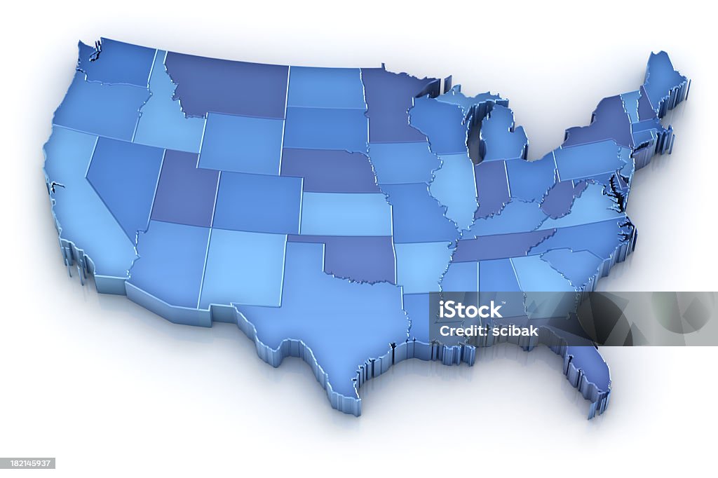 USA map with states 3D map of USA USA Stock Photo