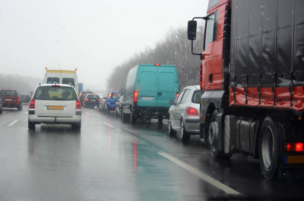 istock Bad traffic in sad weather 182146266