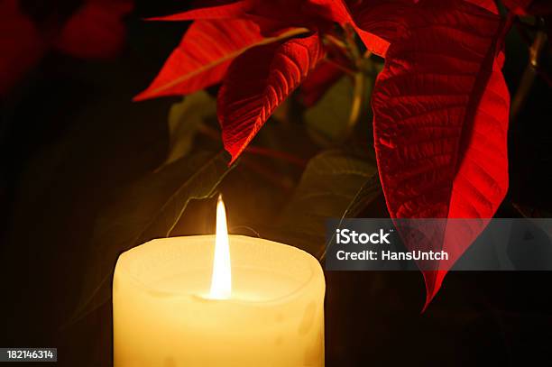 Weihnachten Kerze Und Weihnachtsstern Stockfoto und mehr Bilder von 2000-2009 - 2000-2009, Bildschärfe, Blatt - Pflanzenbestandteile