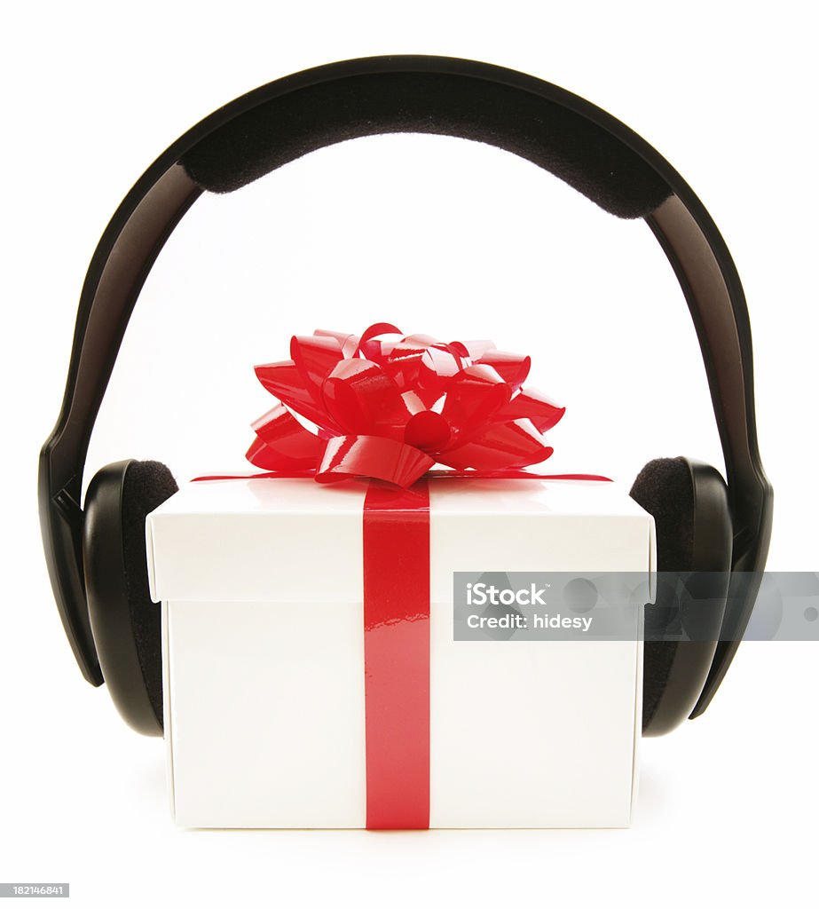 Music Gifts Present with headphones Gift Stock Photo