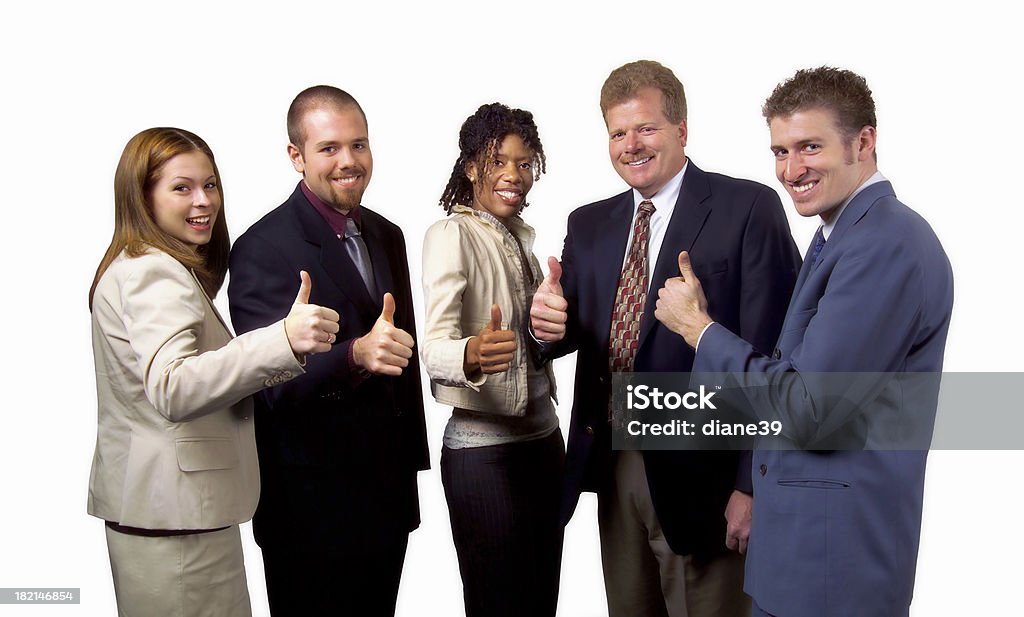 thumb's up! (isolated) "A team of five office worker's give the thumb's up signFor more of my business shots with two or more people, click here:" Adulation Stock Photo