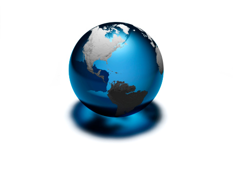 Blue marble world casting a nice shadow. Clipping path included.
