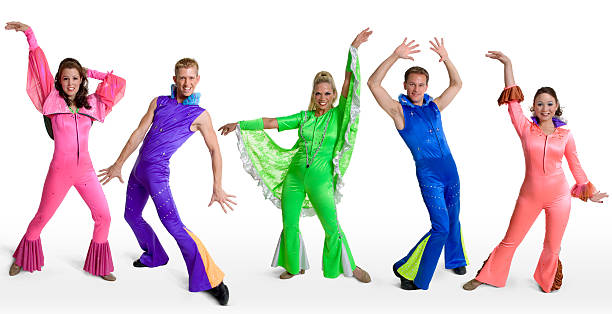 disco dancers 5 dancers posed flare pants stock pictures, royalty-free photos & images