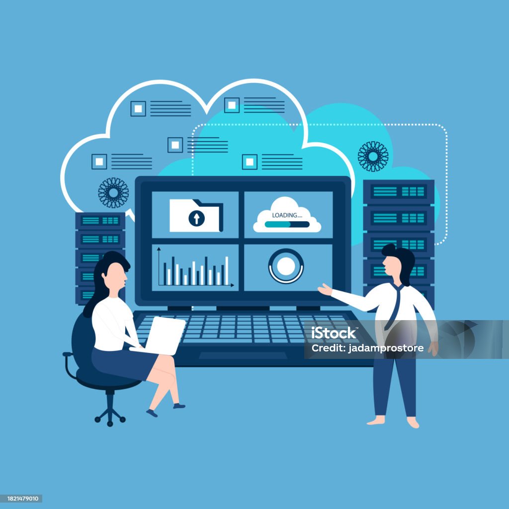 Data Server Web Web Hosting Concept With People Characters Online Database Server Web ...