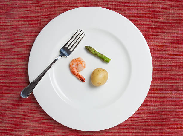 dieta refeição absurdamente pequeno - porção de comida - fotografias e filmes do acervo