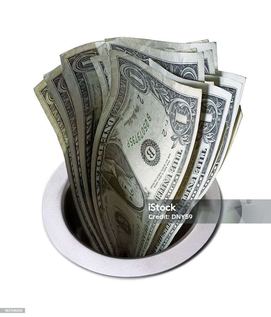 Pieniądze Na dół Dren 1 - Zbiór zdjęć royalty-free (Waluta)
