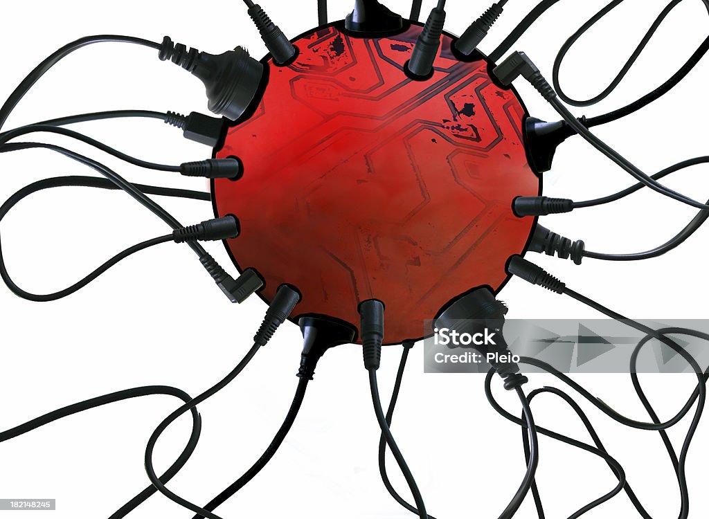 Netzkabel in roten Kugel Akku angeschlossen - Lizenzfrei Gemeinschaft Stock-Foto