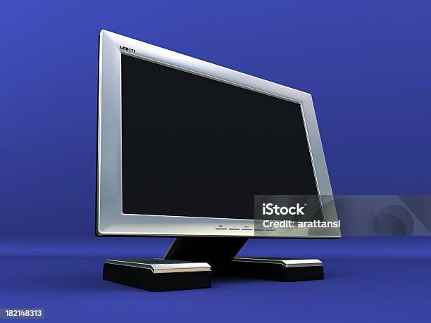 Monitor A Schermo Piatto Lcd 02 - Fotografie stock e altre immagini di Blu - Blu, Collezione, Colore nero