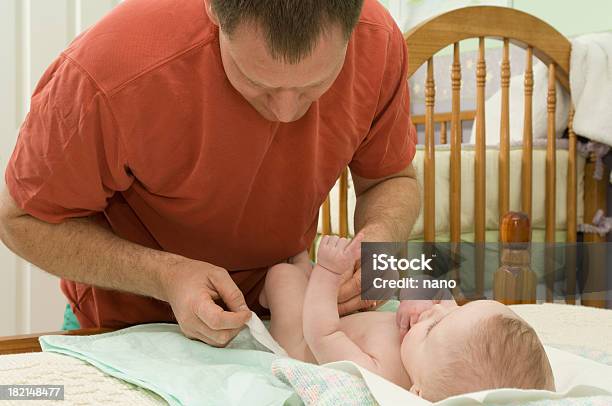 Diapering Dad Stock Photo - Download Image Now - Baby - Human Age, Child, Adult