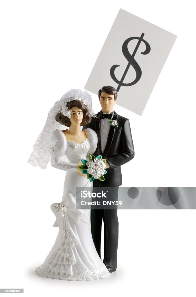 Simbolo del dollaro e un capospalla Torta nuziale - Foto stock royalty-free di Matrimonio