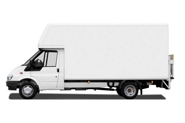 istock Side of white van isolated on white background with path 182148574