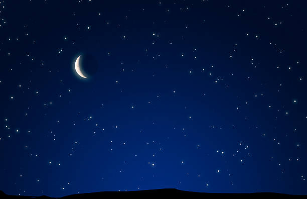 Starry Night A starry night with a crescent moon.See my other images of starry night skies: crescent photos stock pictures, royalty-free photos & images