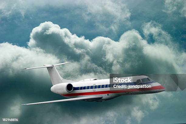 Jato No Céu Nublado - Fotografias de stock e mais imagens de Animal Doméstico - Animal Doméstico, Asa de aeronave, Aterrar