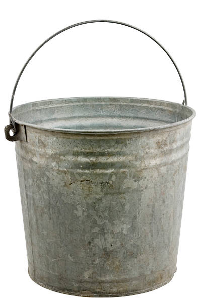 Vintage metal bucket isolated on white stock photo