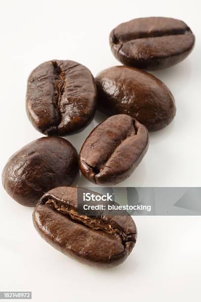 Close Up Of Coffee Beans On White Background Stock Photo - Download Image Now - Caffeine, Close-up, Copy Space