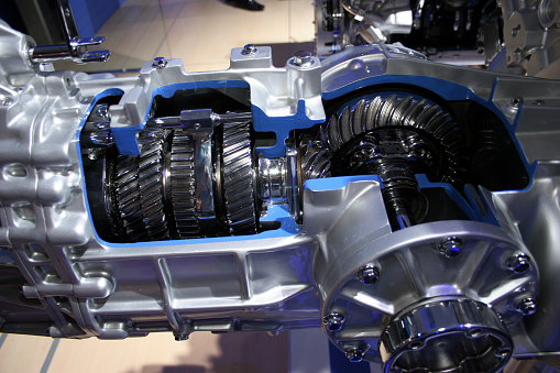 Close up of parts in engine head for adjust valve engine