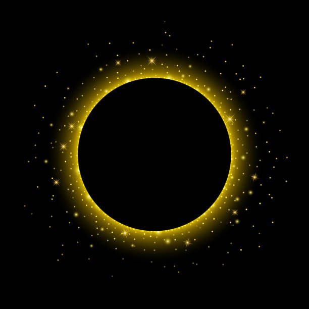 istock Glitter gold particles circle shape element for text and greeting card. Christmas glowing light bokeh background texture. 1821493221