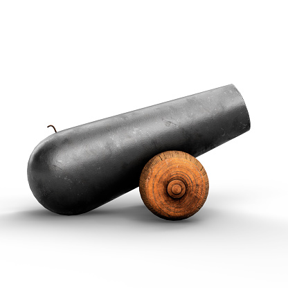 Ancient cannon on white background