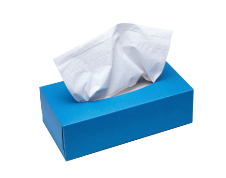 Blue tissue box with clipping path