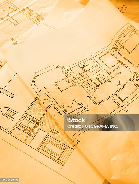 Primo Piano Di Layout - Fotografie stock e altre immagini di Architettura - Architettura, Blu, Cianografia